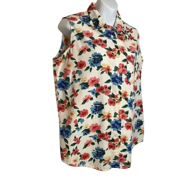 Vintage 90’ Krazy Kat Floral Sleeveless Button Up Summer Top Size Medium - Picture 3 of 7
